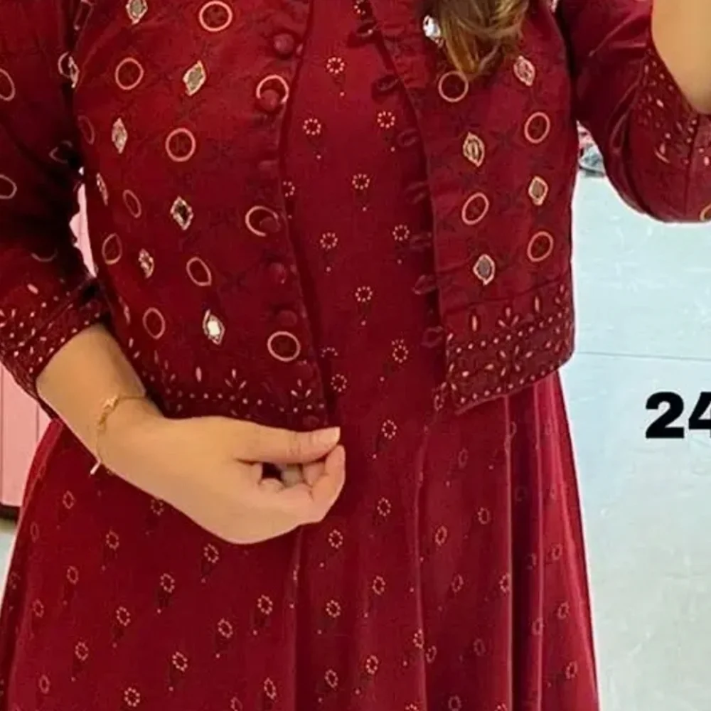 New Elegant Maroon real mirror Maxi Dress + jacket Size L - Picture 4 of 9